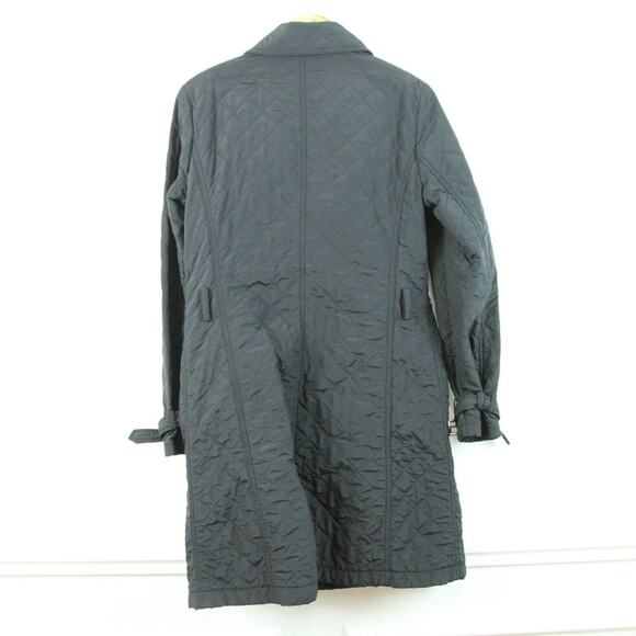 NO BELT Max Mara Weekend Black Quilted Women's Trench Coat US 12 - Picture 7 of 13